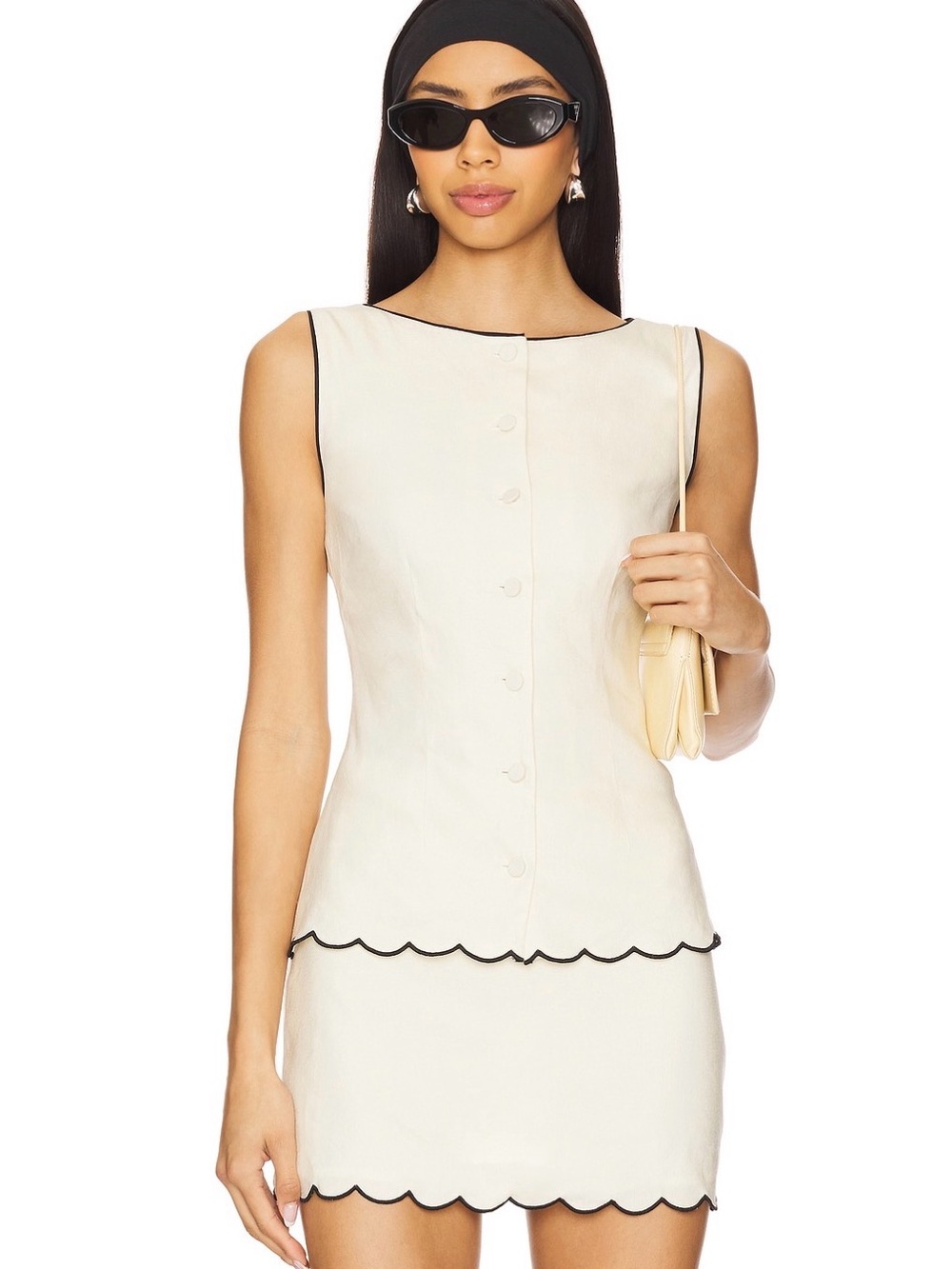 Tularosa Tashi Top and Skirt Set in Ivory & Black Size XS NWT